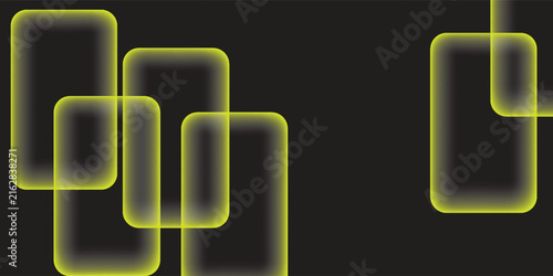 Abstract dark background with glowing yellow neon rectangle frames, futuristic geometric shapes, and cyber technology style for gaming poster, website banner, and digital wallpaper