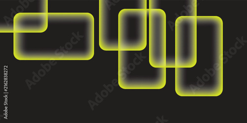 Abstract dark background with glowing yellow neon rectangle frames, futuristic geometric shapes, and cyber technology style for gaming poster, website banner, and digital wallpaper