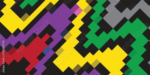 Abstract pixel art background with colorful zig zag waves, retro geometric patterns, and 8-bit digital style for gaming banner, trendy poster design, and creative crypto wallpaper
