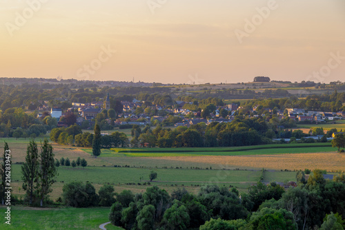 фотографія Summer landscape, The terrain hill countryside in Zuid-Limburg, Small houses on