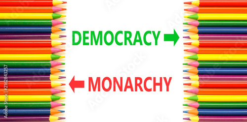 Bild auf Leinwand Democracy or monarchy words symbol