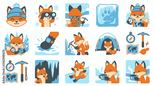Arctic fox winter explorer sticker collection