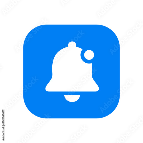 White Bell Notification Icon on Blue Rounded Square Background