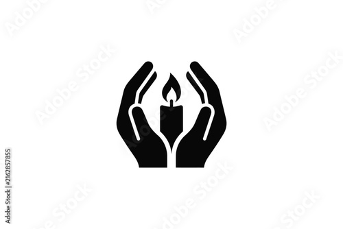 Hands Protecting a Burning Candle Icon.