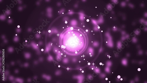 Monochrome abstract swirl of glowing bokeh and star-like sparkles centered background animation