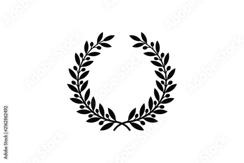 Black Laurel Wreath Vector Illustration.