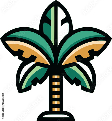 Tropical Palm Tree Icon Flat Vector for Beach and Summer Vacation