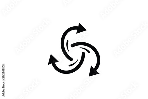 Three black arrows forming a circular swirling motion.