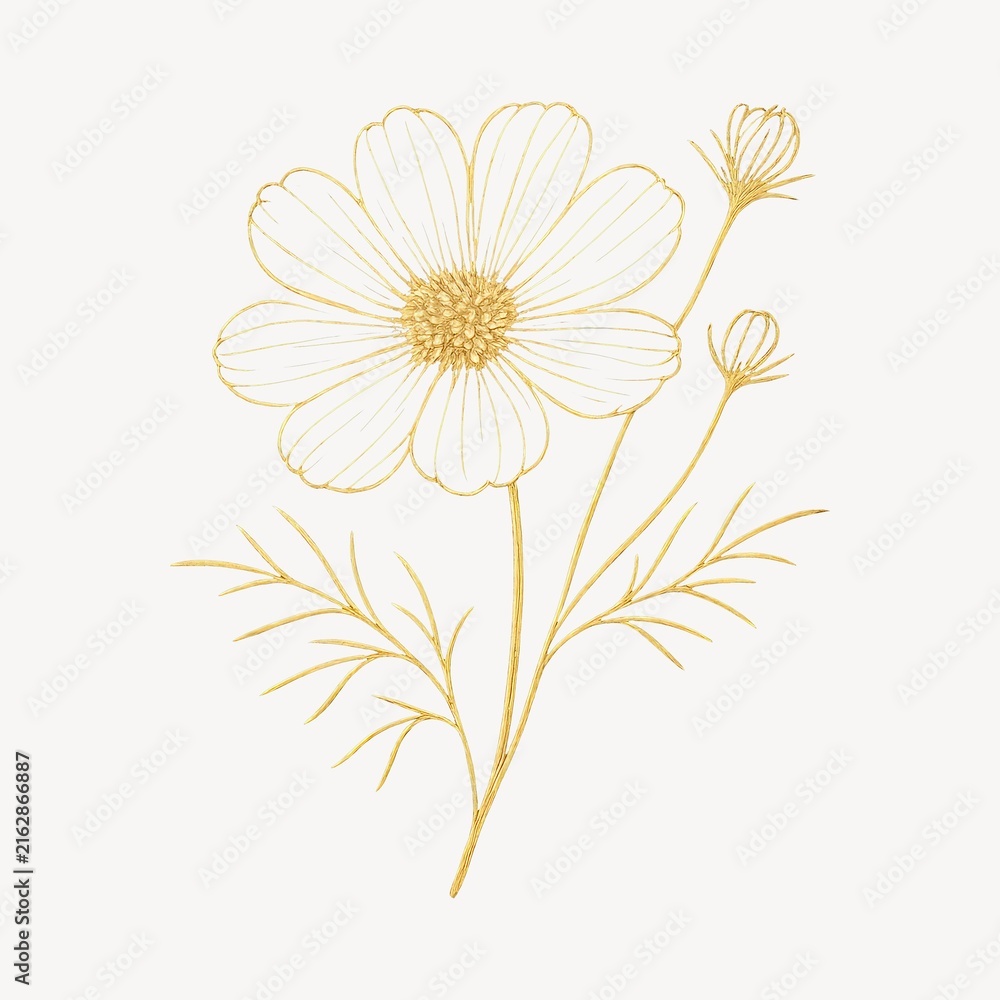Fototapeta premium Elegant golden floral illustration