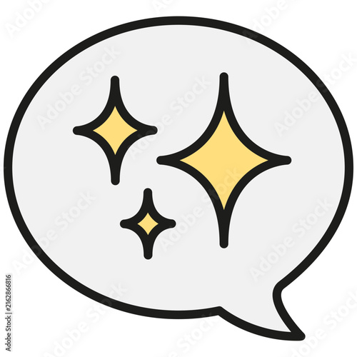 A speech bubble sparkle icon ai innovation clean vector communication symbol