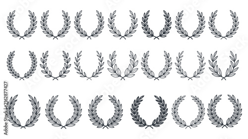 Wreath collection of hand drawn laurel and olive branch frames.