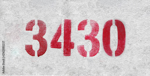 Obraz na płótnie number 3430 . Red spray paint the white wall