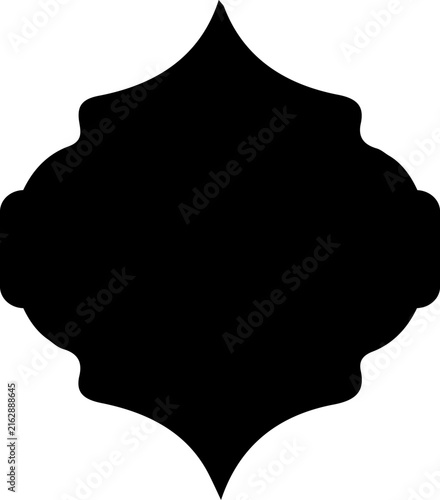 Black Moroccan Arch Badge Shape with Scalloped Pointed Top