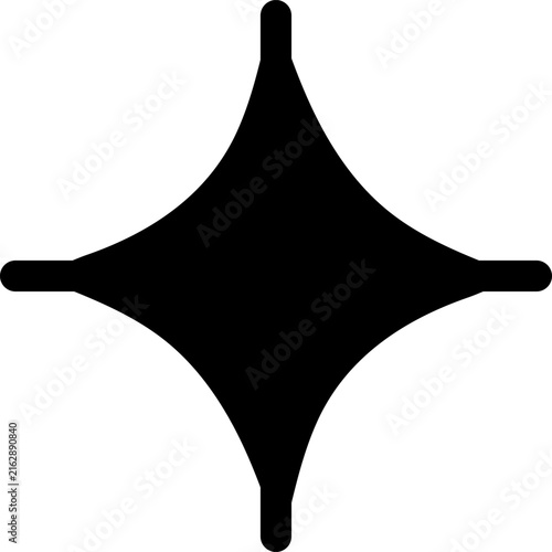 Black Concave Star Badge Shape with Sharp Curved Points on White Background