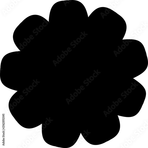Black Flower Silhouette - Round Petal Rosette Shape Icon