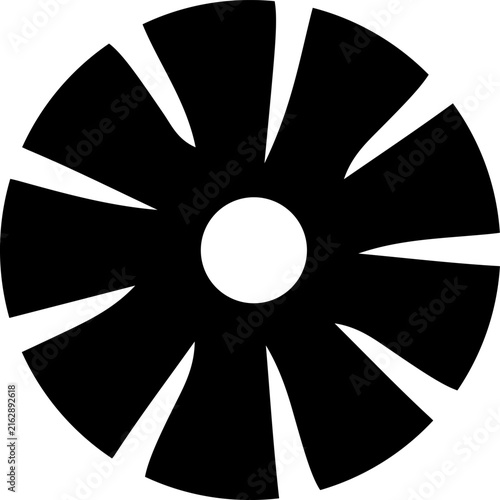 Radial Fan Blade Silhouette - Turbine Wheel Sunburst Icon Shape