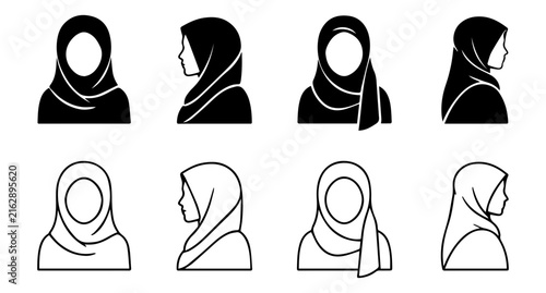 Bild auf Leinwand Muslim Woman Icon in Simple Solid Glyph Style for Modest Fashion, Islamic Cultur