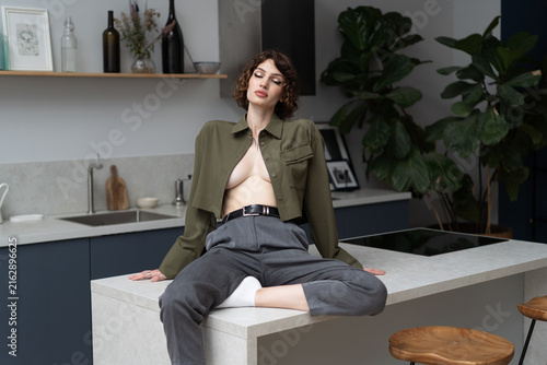 Portrait of a beautiful young woman in a studio 