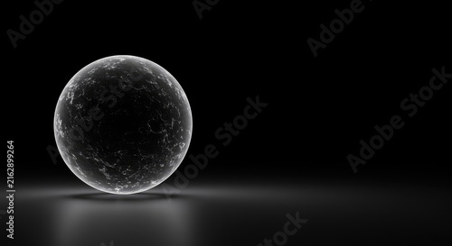 A void sphere represents the total absence of energy, a complete power failure or the final stage of energy depletion in a system ,crisis ,digital ,rendering