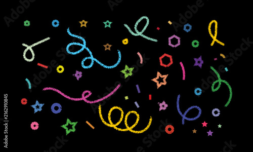 Colorful Hand Drawn Doodle Elements with Stars, Curves and Abstract Symbols