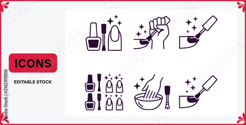 Nail polish manicure icons set vector illustration design beauty cosmetic care treatment salon