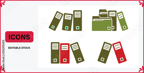 Office binder folders icons set vector illustration design archive file management document