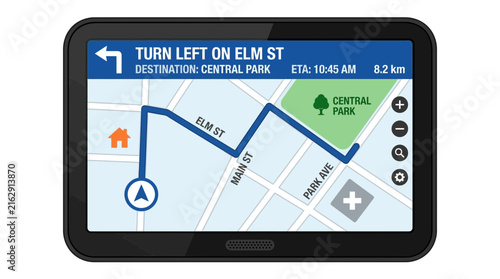 Navigation screen displaying directions to Central Park.