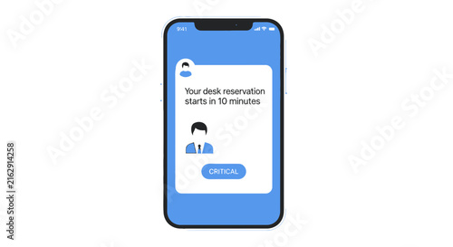 Mobile Smartphone App Interface Showing Desk Reservation Notification for Hybrid Work and Office Management