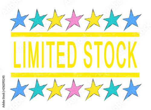 Fotografie Hand Drawn Limited Stock Promotional Label with Colorful Star Decoration
