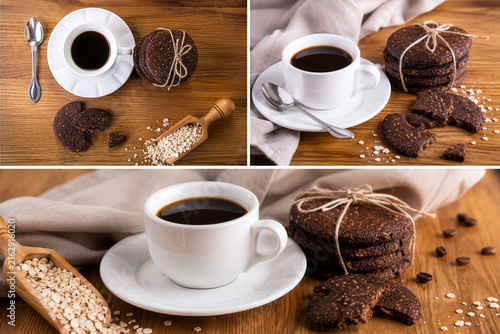 Colazione con caffè e biscotti a i cereali