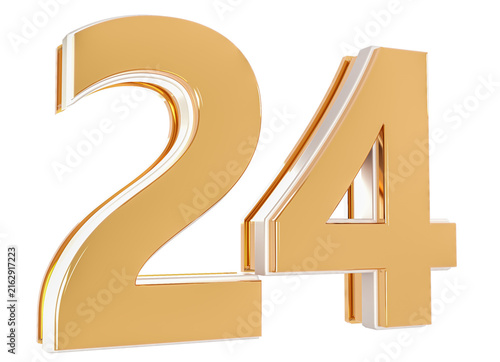 3D Number 24  Gold Premium Rendering Graphic Element