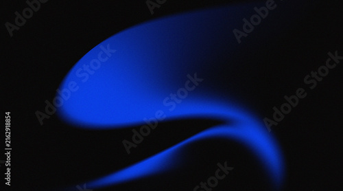 Abstract Blue Neon Wave on Black Background with Grainy Noise