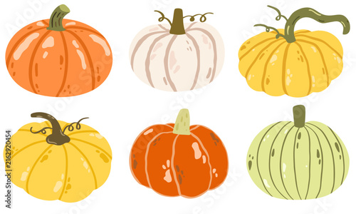 pumpkin set bundle colorful pastel color autumn sweet fruit illustration