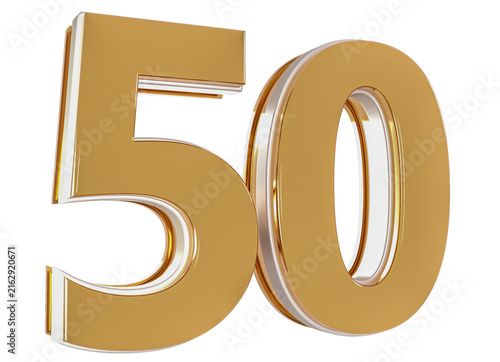 3D Number 50  Gold Premium Rendering Graphic Element