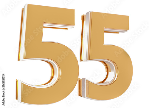 3D Number 55  Gold Premium Rendering Graphic Element