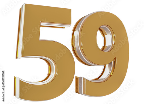 3D Number 59  Gold Premium Rendering Graphic Element