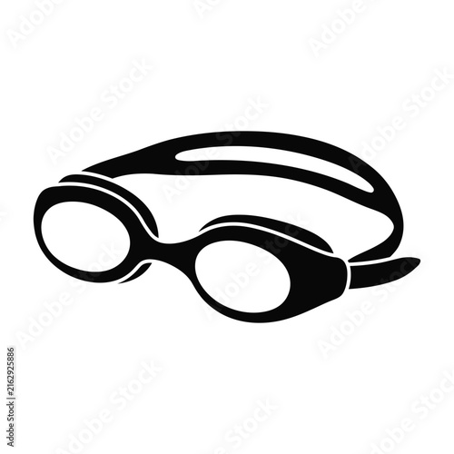 Swimming goggles black vector icon for aquatic sports training equipment.
