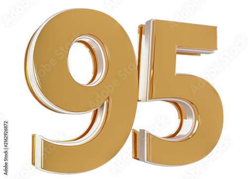 3D Number 95  Gold Premium Rendering Graphic Element