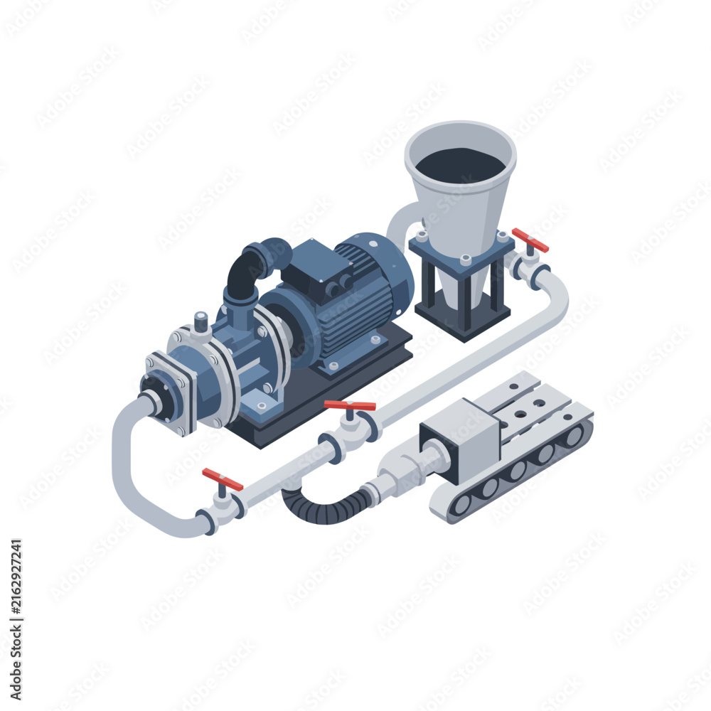 Fototapeta premium Industrial Pump System with Motor and Piping Setup.
