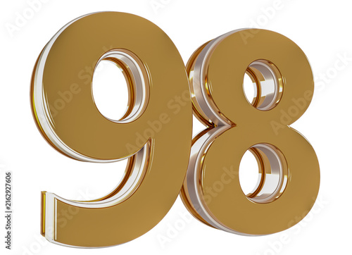3D Number 98  Gold Premium Rendering Graphic Element