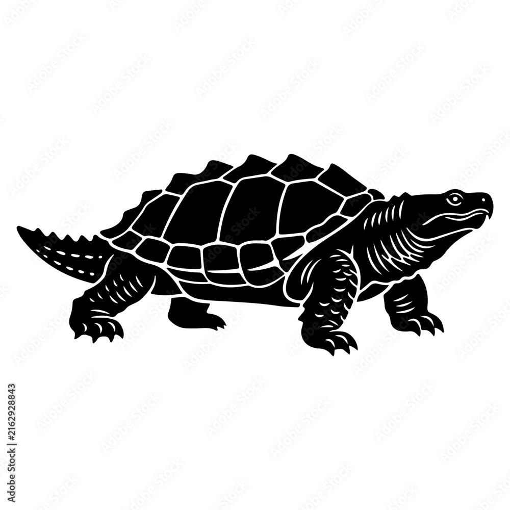 Fototapeta premium Alligator Turtle Silhouette SVG Vector, Black Wildlife Animal Design