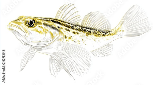 Detailed Illustration of a Freshwater Fish with Vibrant Colors