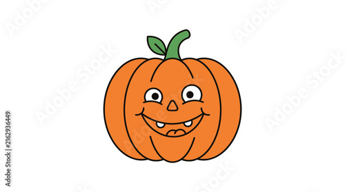 Happy Halloween Pumpkin Face Isolated Cut Out Cartoon