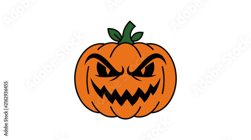 Scary Halloween Pumpkin Face Icon Isolated Transparent Background