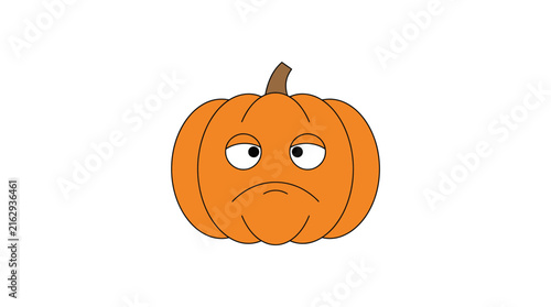 Sad Cartoon Pumpkin Face Isolated Transparent Background Autumn Halloween