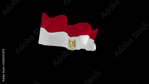 Naturalistic Banner Egypt National Flag Loop Alpha Channel