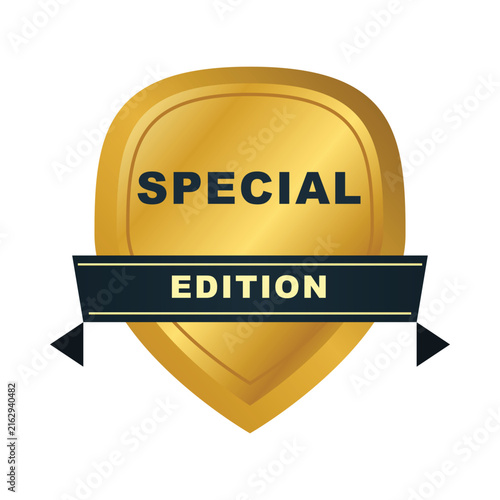 Obraz na płótnie special edition golden shield badge award vector illustration