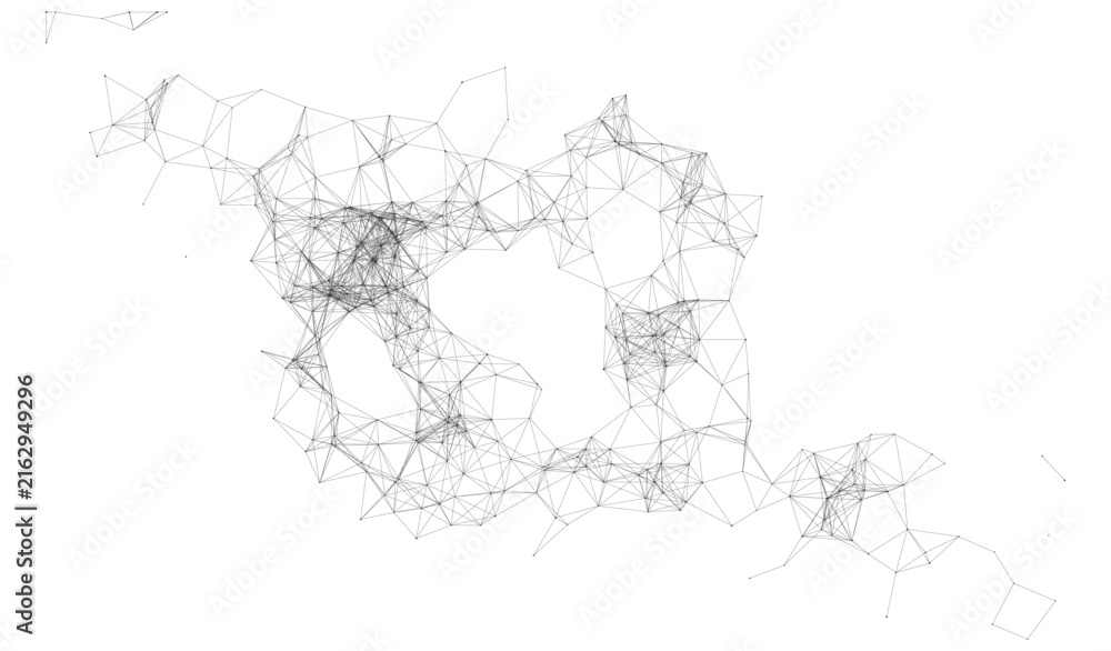 Fototapeta premium Technology vector background. Science data network vector background. Organic neural network. Abstract background with connecting dots and lines. Network connection structure. Plexus overlay effect.