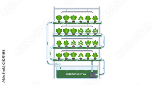 Vertical Hydroponic Farm System Isolated - Growing Plants Without Soil