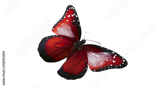 Konstfotografi Red butterfly with black edges and white spots on wings